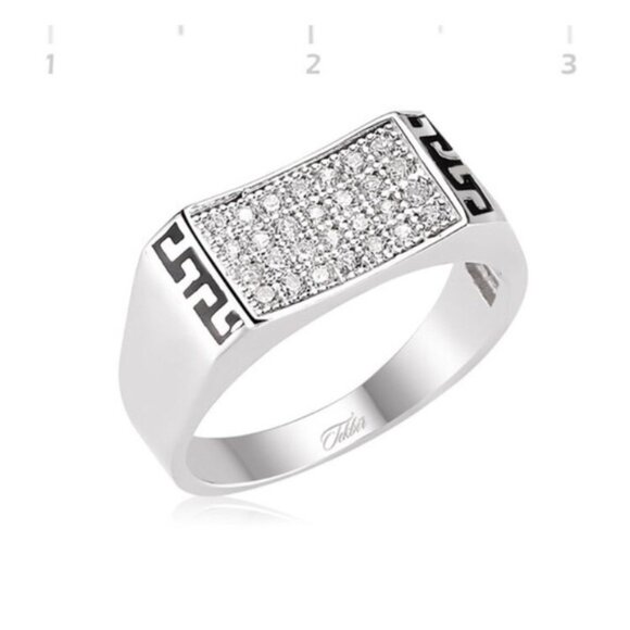 Sterling Silver Men's Ring With White Cubic Zircon - Picture 4 of 10